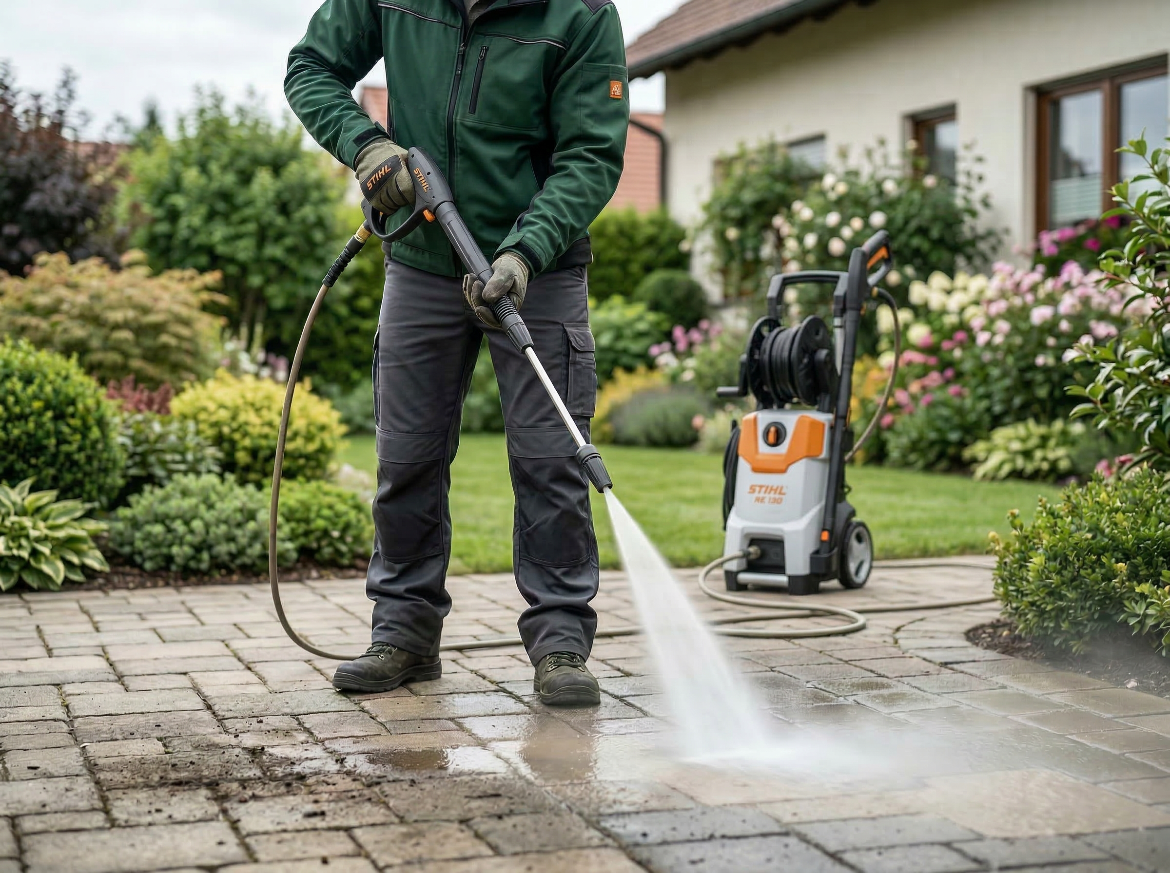 Illustration Pflastersteinreinigung